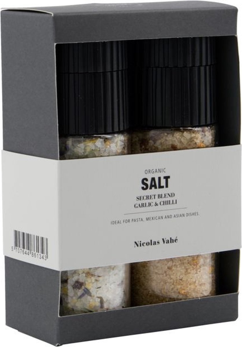 Goedkoopste Nicolas Vahe - Cadeaubox Organic Secret blend & Salt, Garlic & Chilli salt