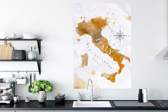 Affiche - Wereldkaart - Peinture - Italie - 80x120 cm