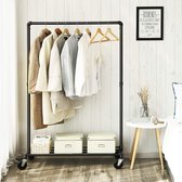 IN.HOMEXL - Kledingrekken Grace - kledingrek metaal - kledingrek op wieltjes - 100 x 163 x 49 cm (B x H x T) - Zwart