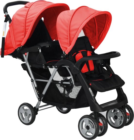 Poussette à Deux Places Bébé Enfant Voiture Landau Tout-petit Acier vidaXL