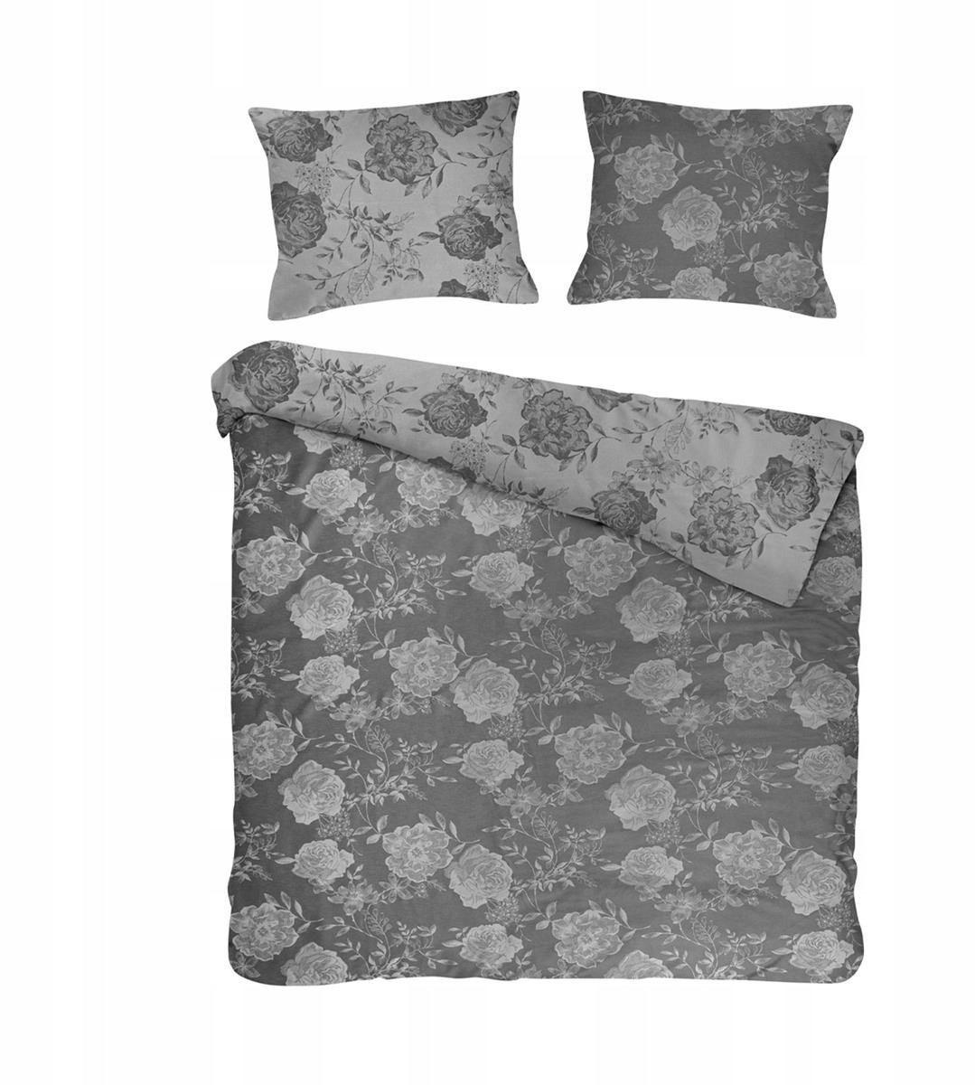 Luxe Katoenen Dekbedovertrek 220x200cm Jacquard Rozen Grijs