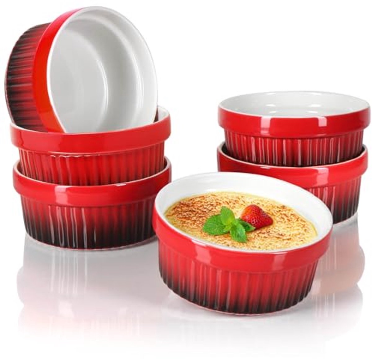 Rode 6x Ragout Fin Schalen - Ovenschalen 250 ml - Vaatwasmachinebestendig