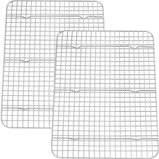 Foto: Groot roestvrijstalen afkoelrooster set van 2 39 x 28 7 cm vaatwasmachinebestendig bakrooster