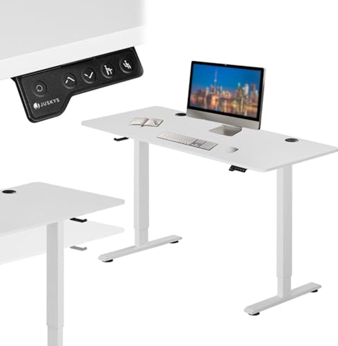 In hoogte verstelbaar bureau 140 x 60 cm elektrisch verstelbaar met geheugenfunctie