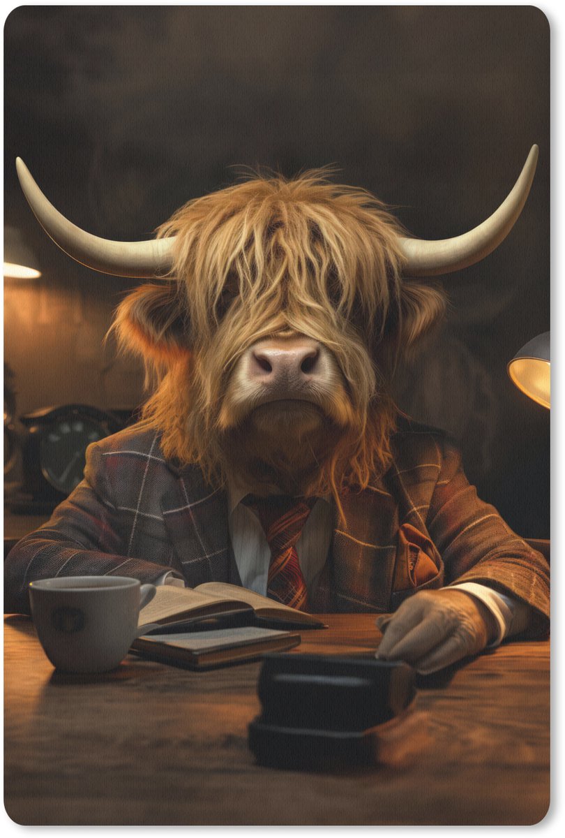 Muismat 18x27 cm - Mousepad Schotse hooglander - Dier - Pak - Bureau - Muismatten