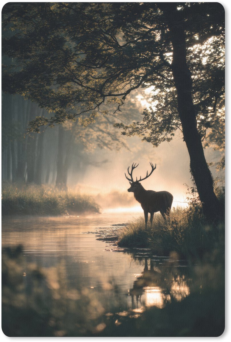 Muismat 18x27 cm - Mousepad Hert - Bosbeek - Mystiek - Muismatten