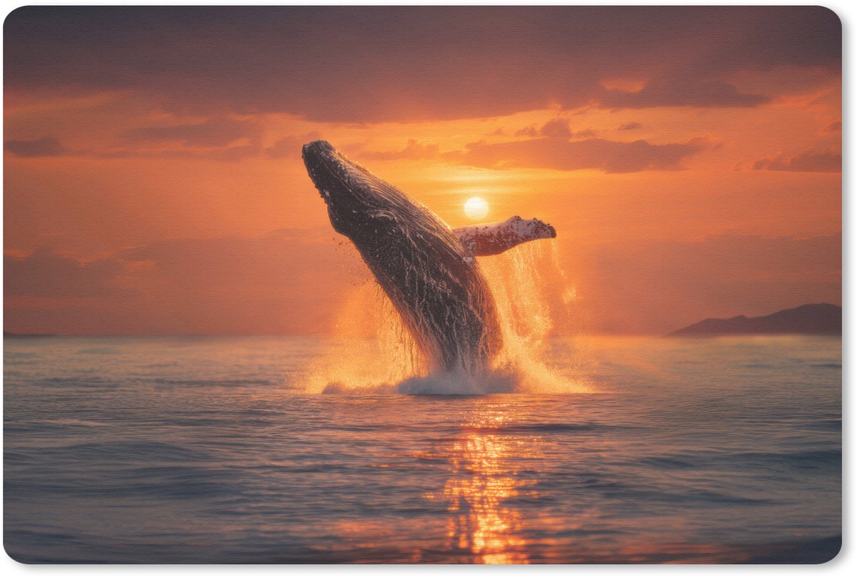Muismat 27x18 cm - Mousepad Walvis - Zon - Zee - Muismatten