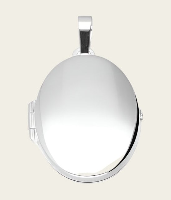 Pendentif Medaillon ovale lisse en argent de 28 mm avec 2 photos