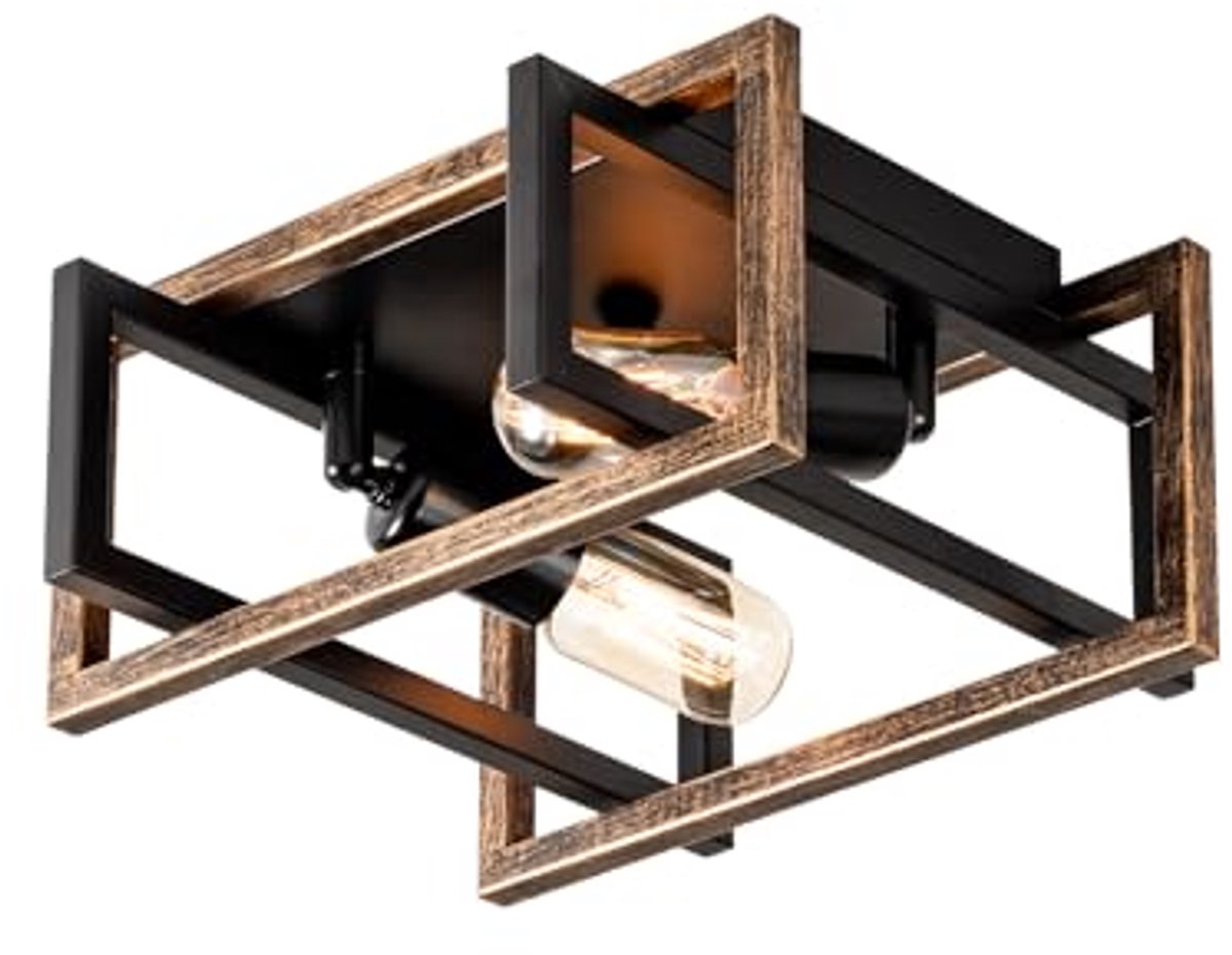 2-Lichts Plafondlamp met Verstelbare Fitting - Vintage Industriële Stijl voor Hal, Slaapka
