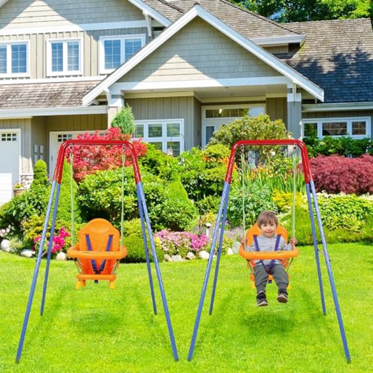 Babyschommel, 3-in-1 babyschommel voor binnen en buiten, met