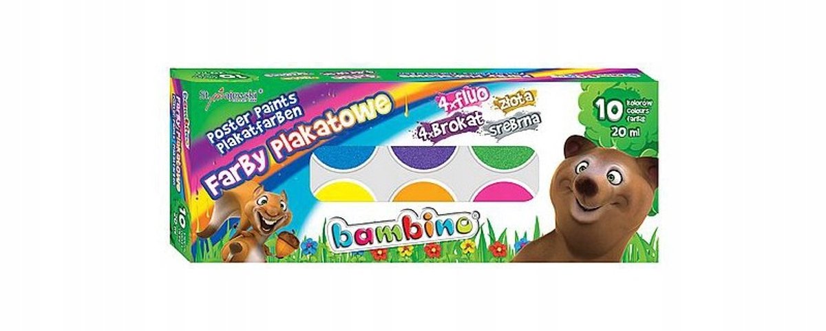 Bambino Plakkaatverf Set 10 Kleuren 20ml - School & Knutselen