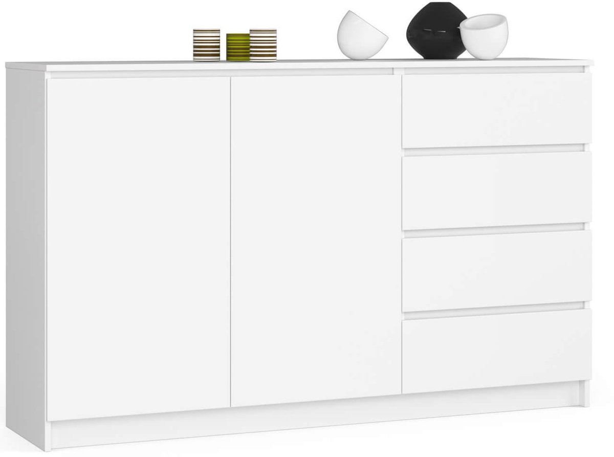Akord Ladekast K160 met 4 Lades et 2 Deuren / AKORD Furniture Factory / Wit / 160 x 99 x 40 cm