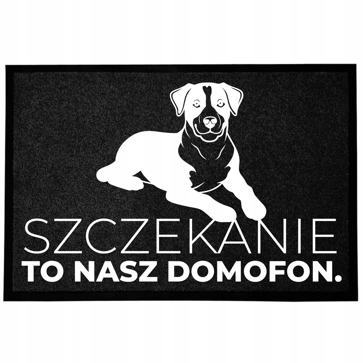 Grappige zwarte deurmat 40x60cm - "Szczekanie to nasz domofon"