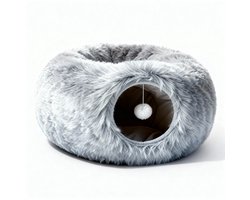 Animal Oasis Kattentunnel - Pluche Speeltunnel - Kattenbed & Speeltunnel - Kruiptunnel - Kattenhol - Ø80 - Grijs