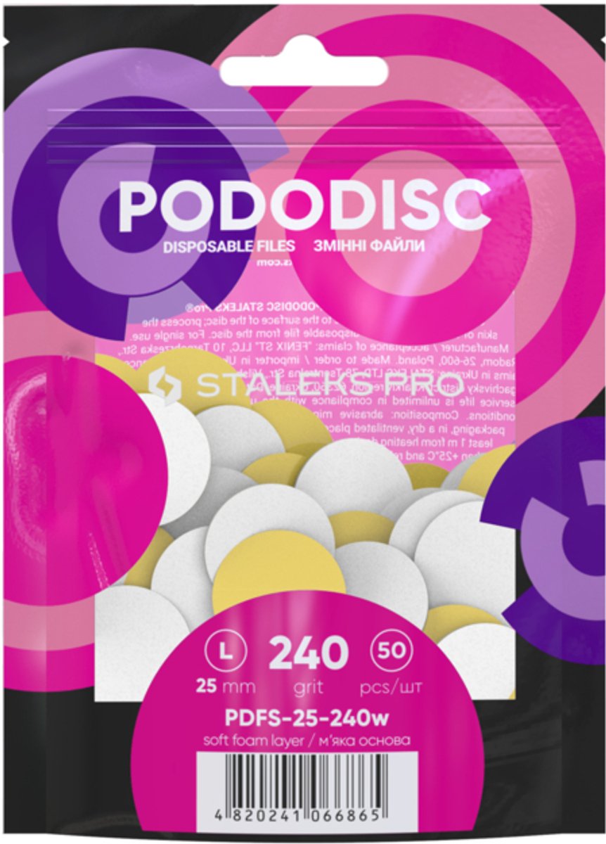 Staleks PODODISC PDFS-25-240 Witte refillpads 50 Stuks maat L (25mm) Grit 240