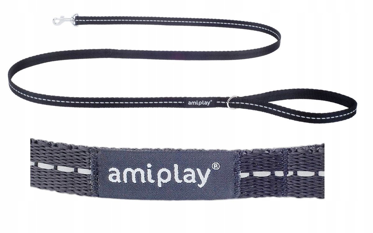 Amiplay Reflective Hondenlijn Zwart S 150cm x 1cm - Veiligheid & Comfort