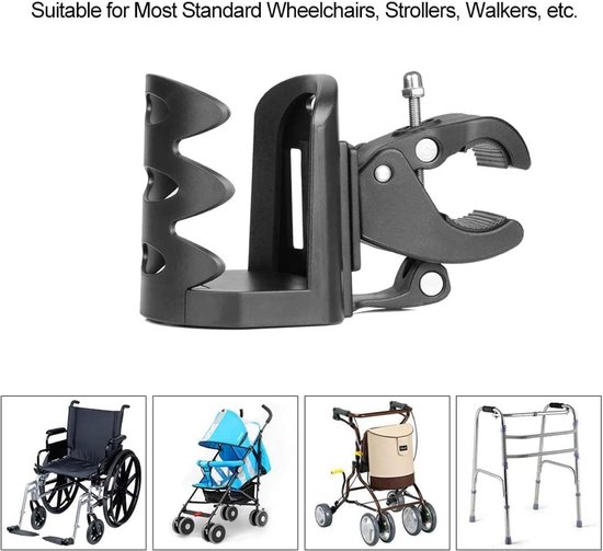 Bekerhouder, 360 Graden Rotatie Kinderwagen Fiets Bidonhouder Flessenhouder, Universeel voor Wandelaars, Rollators, Rolstoelen, Fietsen, Kinderwagens en Motoraccessoires, Gereedschap Gratis — afbeelding 4