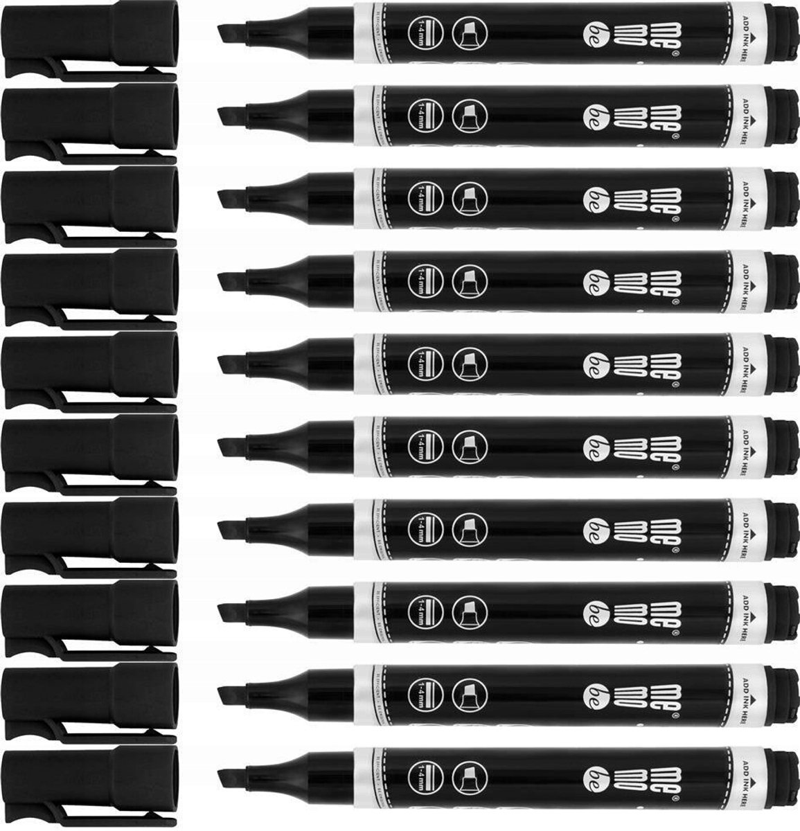 MemoBe permanente markers, zwart, standaardpunt, set van 10