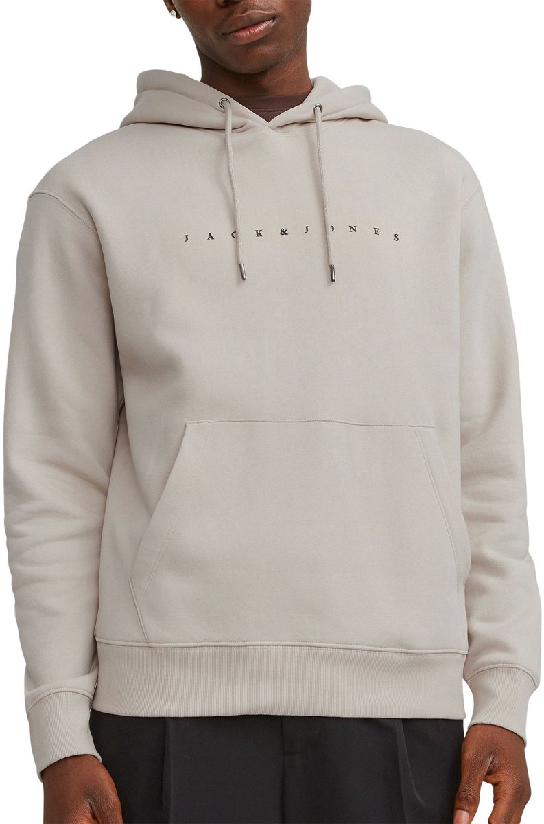 JACK & JONES Star jj sweat hood regular fit - heren hoodie katoenmengsel met capuchon - beige — afbeelding 13