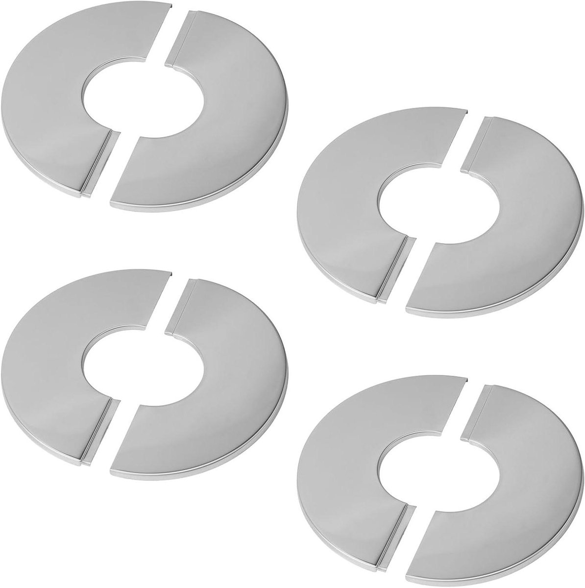 Provento - Roestvrijstalen ronde rozet platen 4 stuks, zelfklevende decoratieve douchepijphoezen - binnendiameter 52 mm.