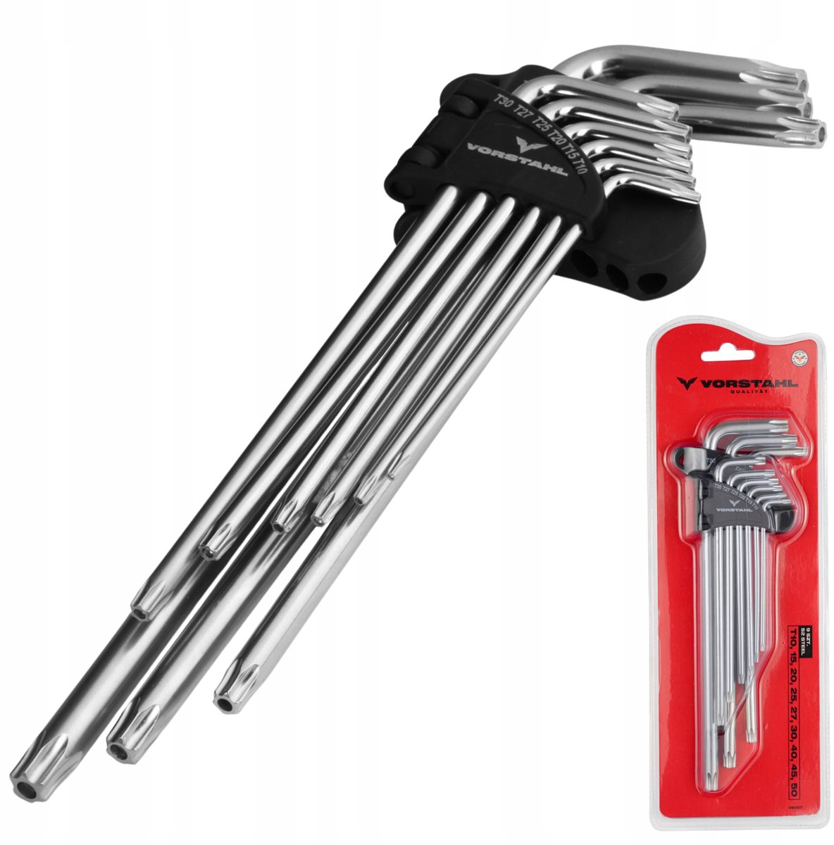 Extra Lange Torx Sleutelset 9-delig T10-T50mm - Kwaliteit S2 Staal