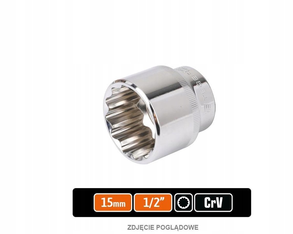 Dopsleutel 1/2" twaalfhoek 15 mm CRV staal