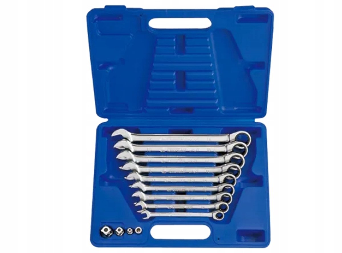 Ringsleutelset met Ratel 13-delig 8-19mm met Adapters