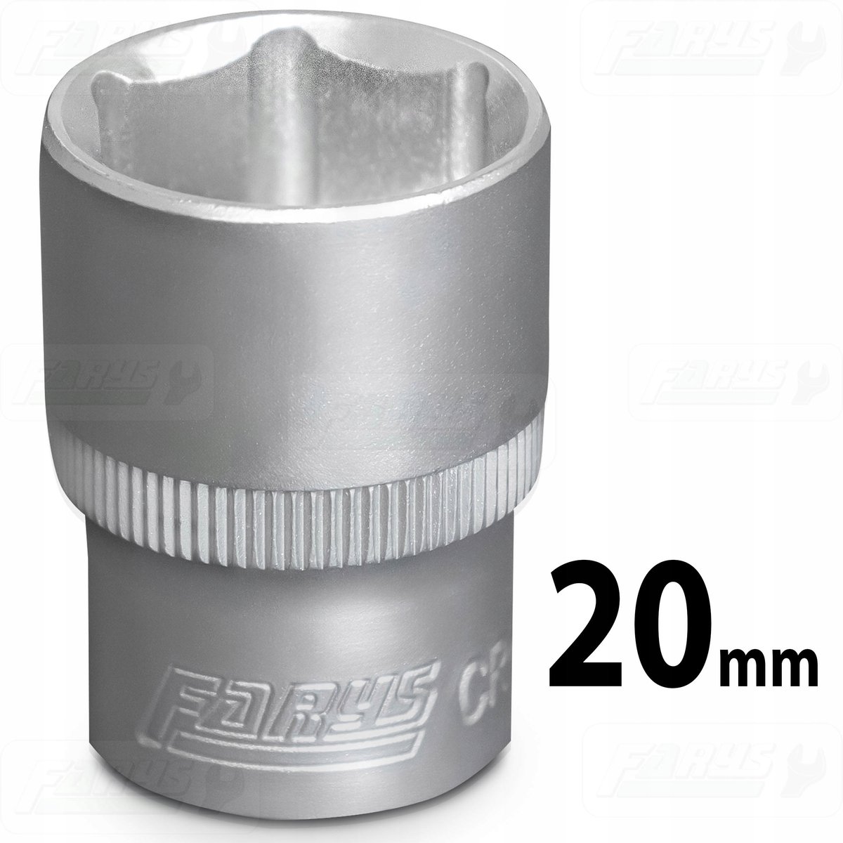 Farys 20 mm 1/2" zeskantdop - kort model, CrV-staal