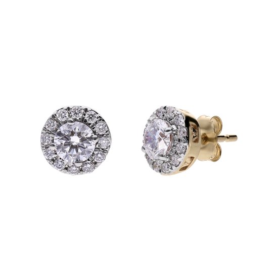 Boucles d'oreilles Lucardi pour femme en or jaune 14 carats serties de Goud diamants de laboratoire (0 ct ) - Or 14 carats