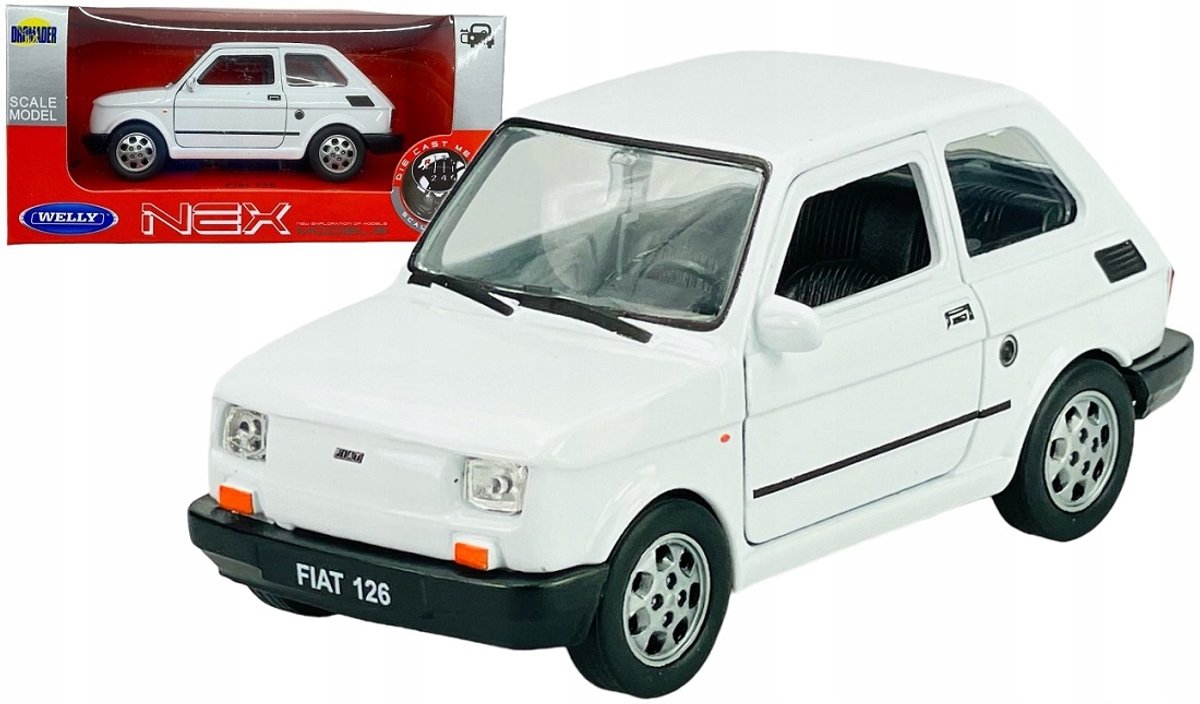 Welly Fiat 126 PRL metalen modelauto 1:34 wit - nieuw