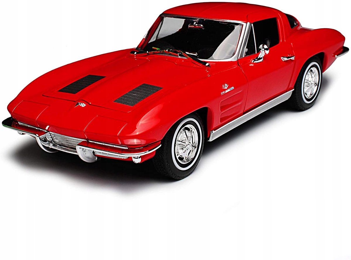 Welly 1963 Chevrolet Corvette Rood Metaal 1:24 Modelauto