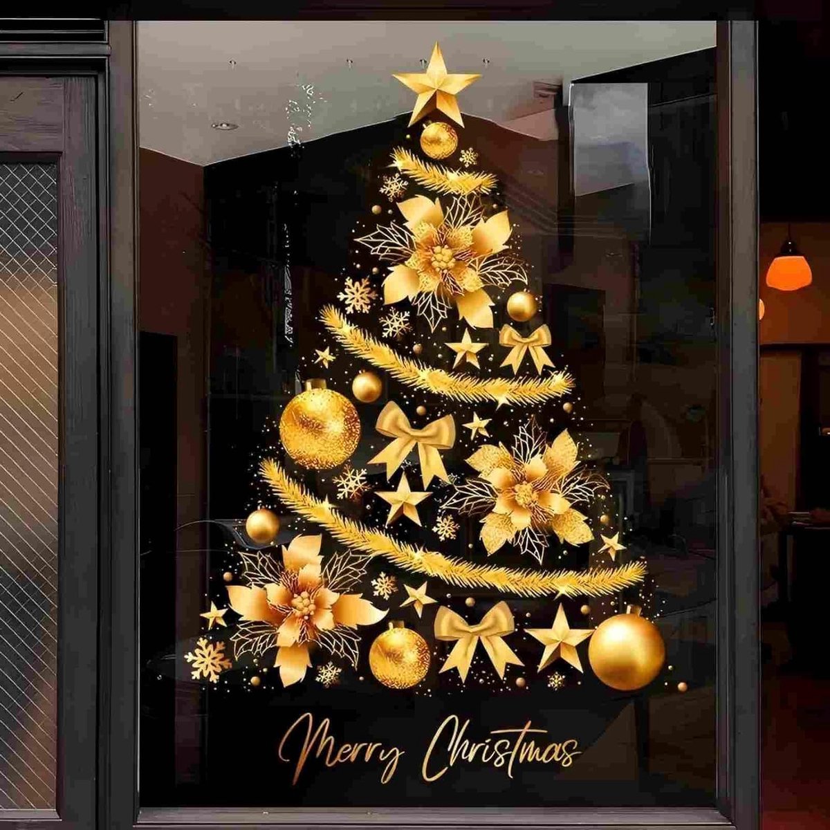 Kerstboom raamstickers - Grote kerststickers - Nieuwjaarsstickers - DIY statische muurstickers - Voor raamstickers, deurstickers, winkelstickers - 15,7 × 23,6 inch (1 verpakking)