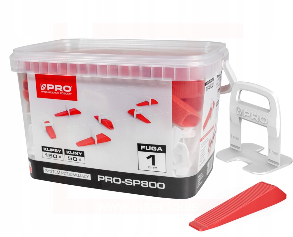 PRO Tegel nivelleringssysteem SP800 MIX 1mm - 150 Clips, 50 Wiggen