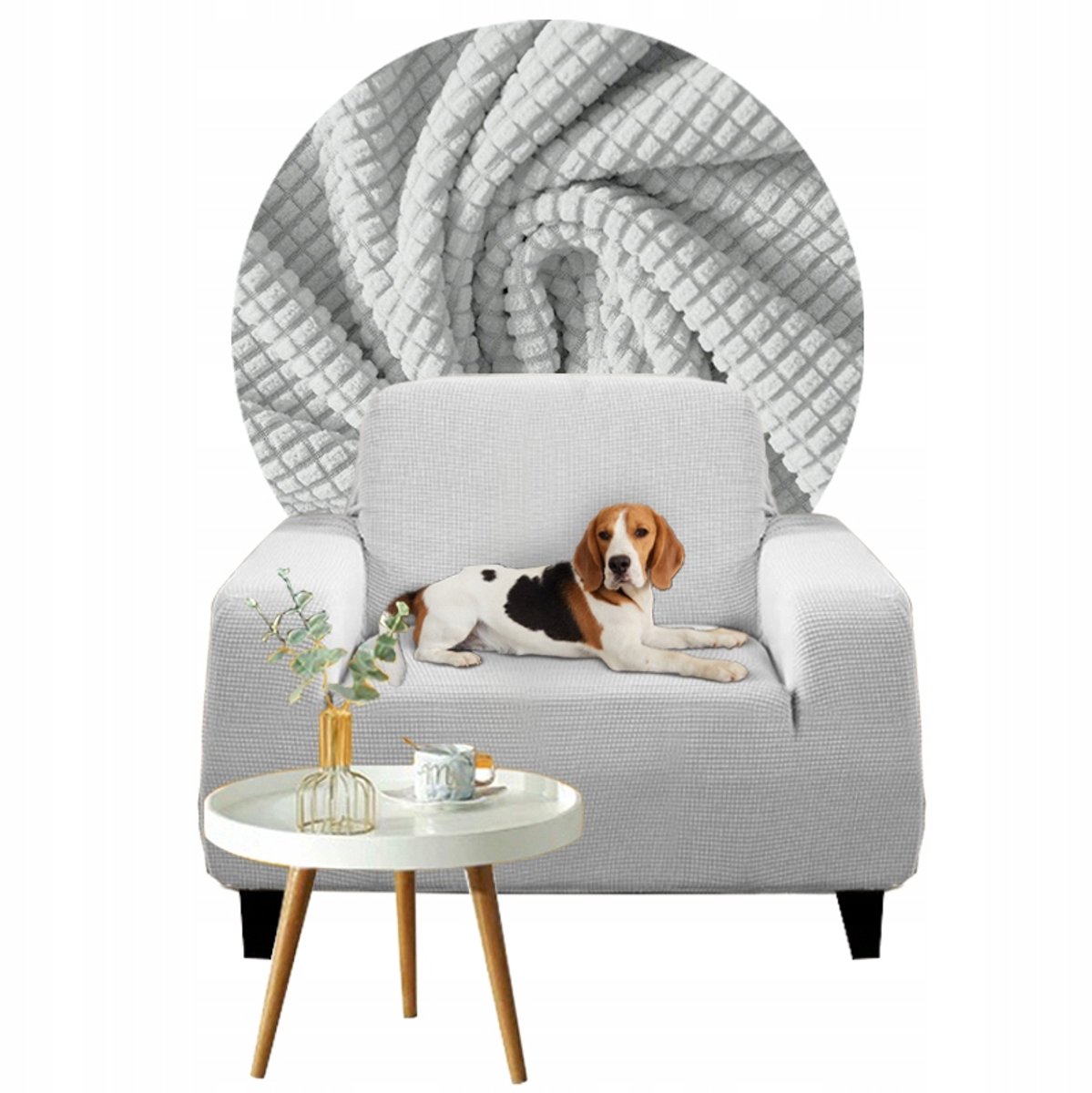 Hoes voor 1-persoons bank, lichtgrijs, 90-140cm, jacquard stof