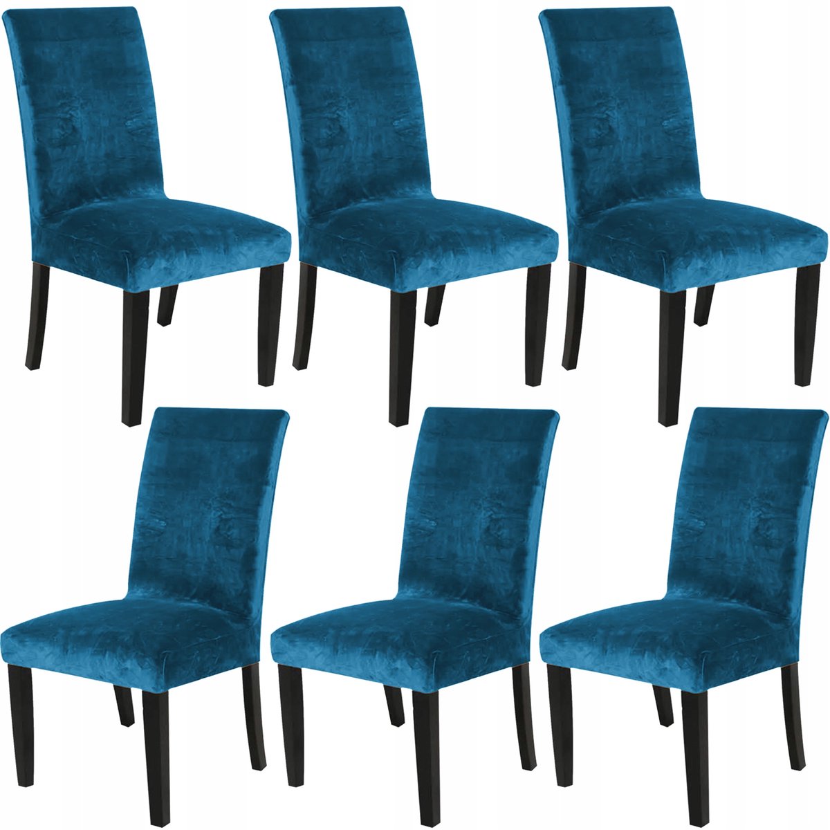 Universele Velours Stoelhoezen Blauw - Set van 6
