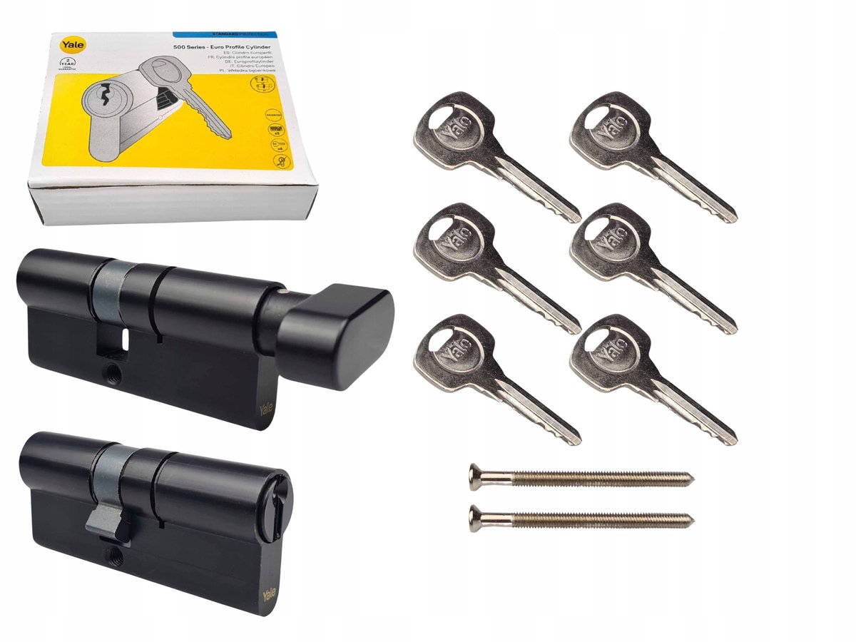 Yale Cilinderslotset 30/45+30G/45 Zwart - Systeem met één sleutel
