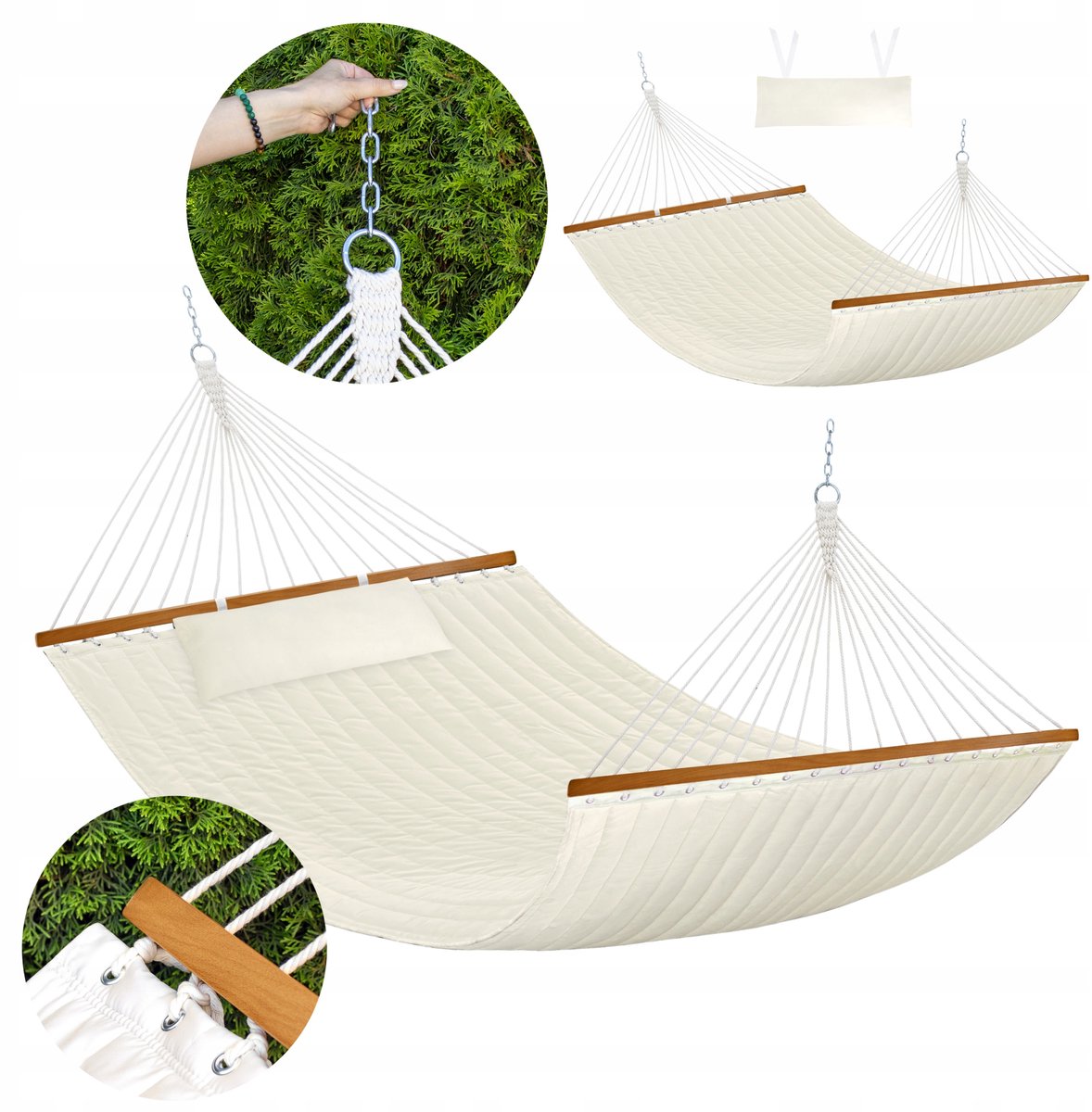 Luxe tweepersoonshangmat met houten spreiders - comfortabele ontspanning