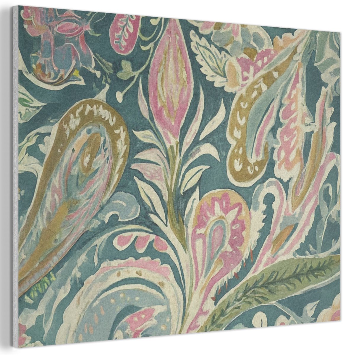 Akoestisch wandpaneel 70x50 cm - Vilt schilderij Patroon - Kleurrijk - Sierlijk - Groen - Akoestische panelen - Geluidsdempende wanddecoratie - Geluidsisolatie woonkamer - Muurdecoratie geluidspanelen