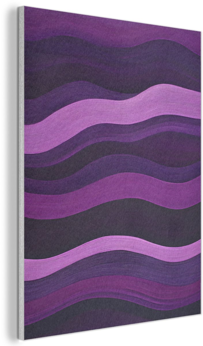 Akoestisch wandpaneel 30x40 cm - Vilt schilderij Lijnen - Golven - Paars - Abstract - Akoestische panelen - Geluidsdempende wanddecoratie - Geluidsisolatie woonkamer - Muurdecoratie geluidspanelen