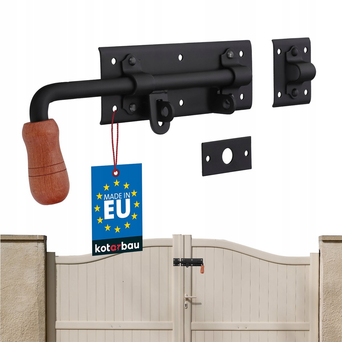 Brede zwarte garageschuif 280 mm links - deur- en poortslot