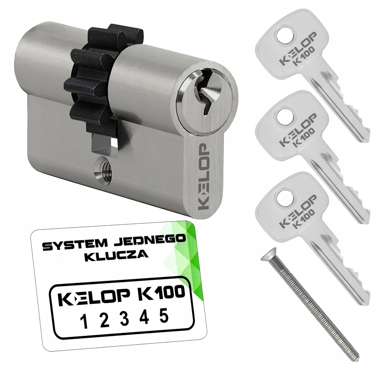 Kelop K100 Cilinder 30/50mm Nikkel met Tandwiel - One Key System