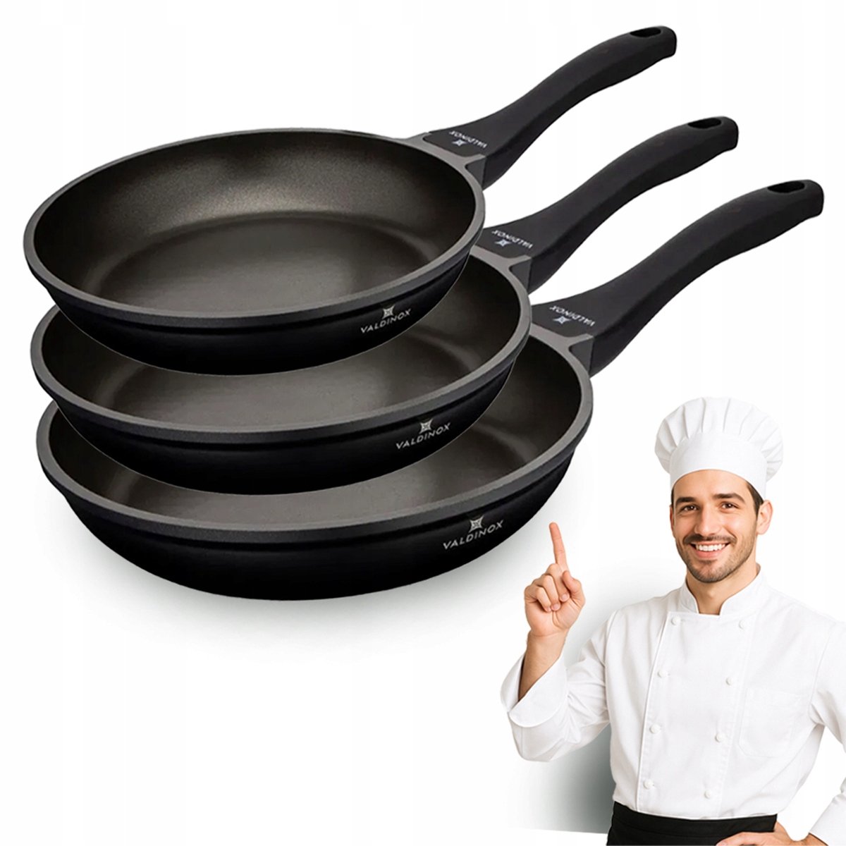 Valdinox Expert Pannenset 24/28/30 cm - Duurzame Anti-aanbaklaag