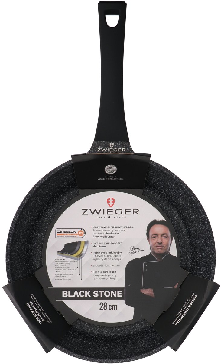 Zwieger Zwarte Steen Koekenpan 28 cm - Anti-aanbak, Graniet, Inductie