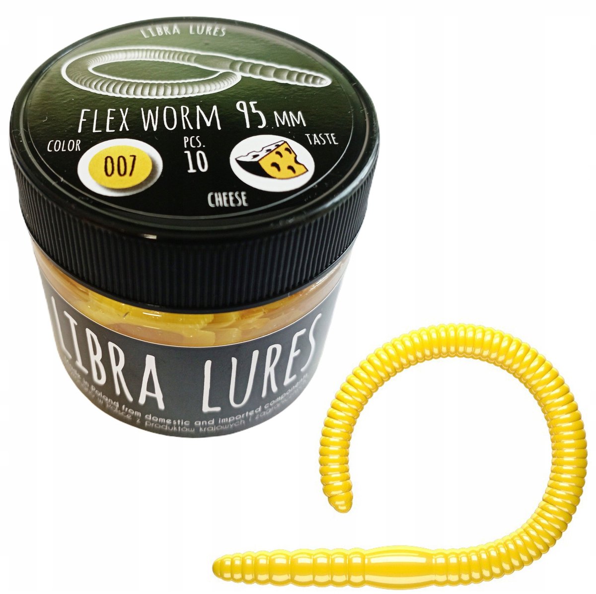 Libra Lures Flex Worm 9,5cm 007 Geel - Zonder Verpakking