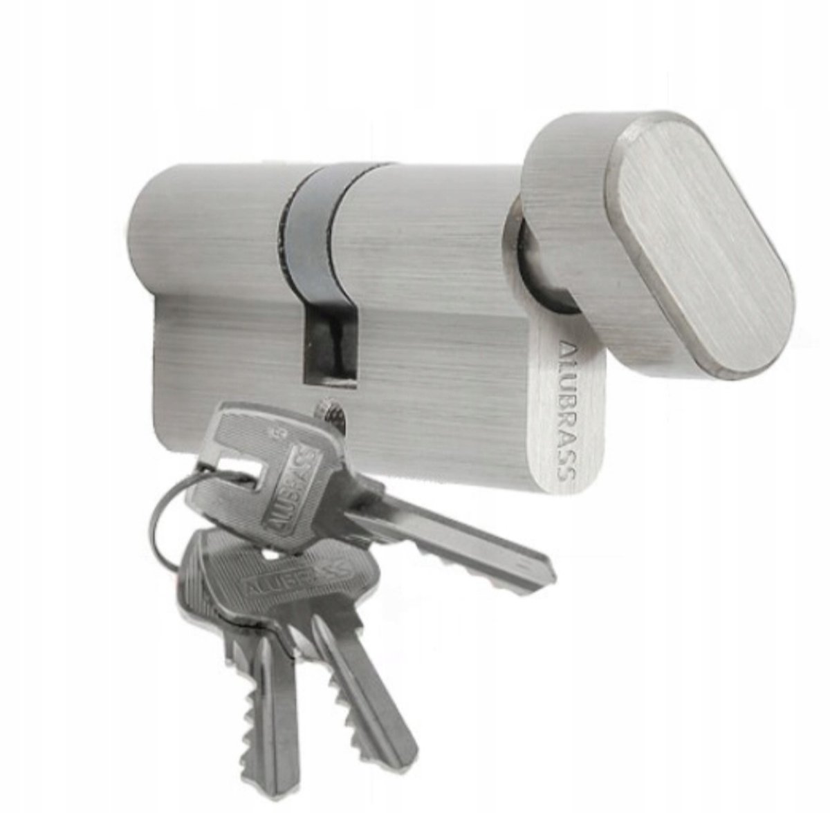 Alubrass Cilinderslot met Knop Nikkel Satin G45/26