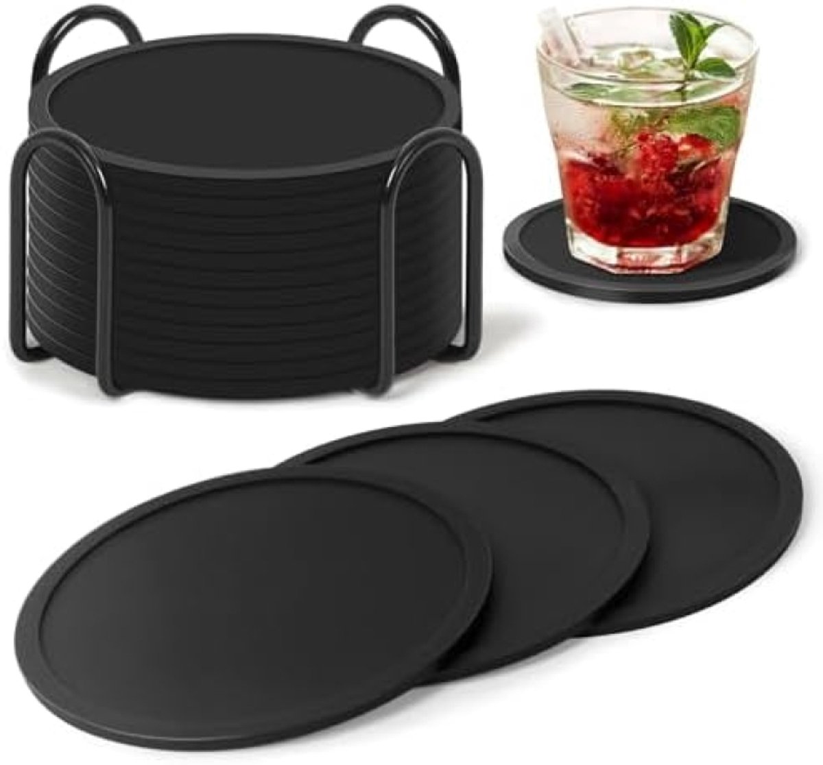 PromoHome Siliconen Onderzetters Set van 12 - Antislip en Hittebestendig