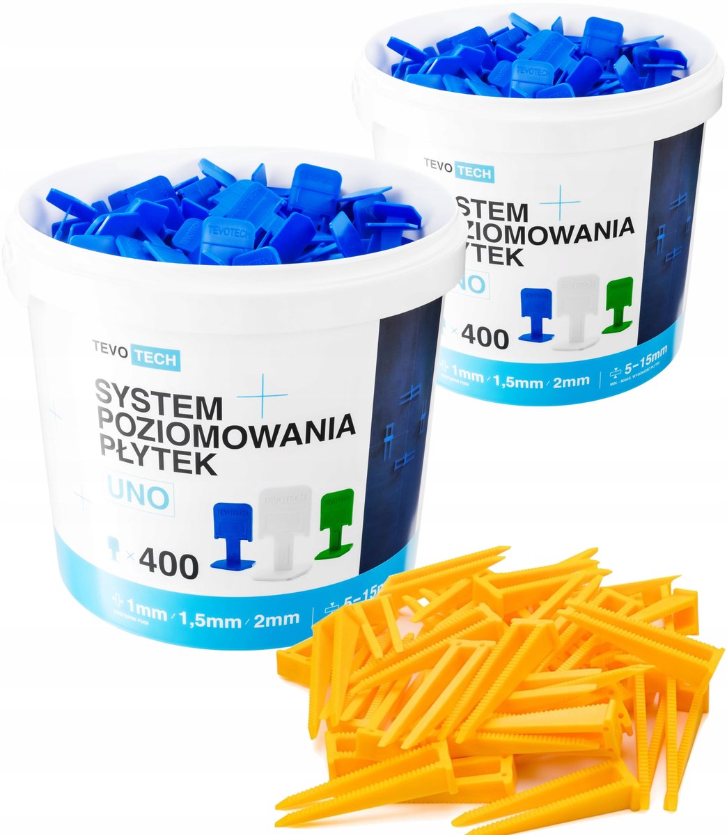 Tegelnivelleringssysteem: 800 clips + 200 wiggen, 1,0 mm erbij