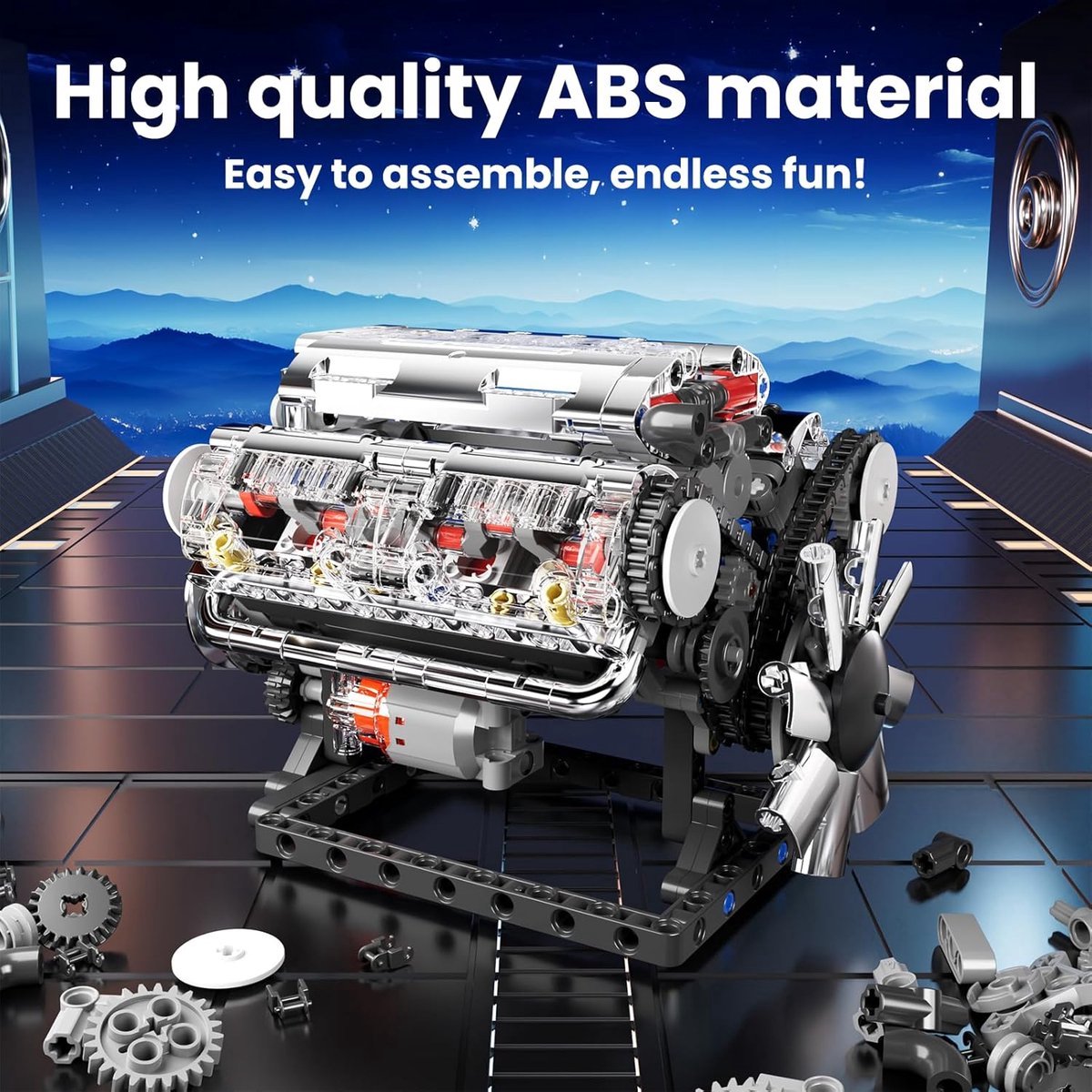 Mould King - Technische Bouwset - Gemotoriseerde V8 Motor - 535