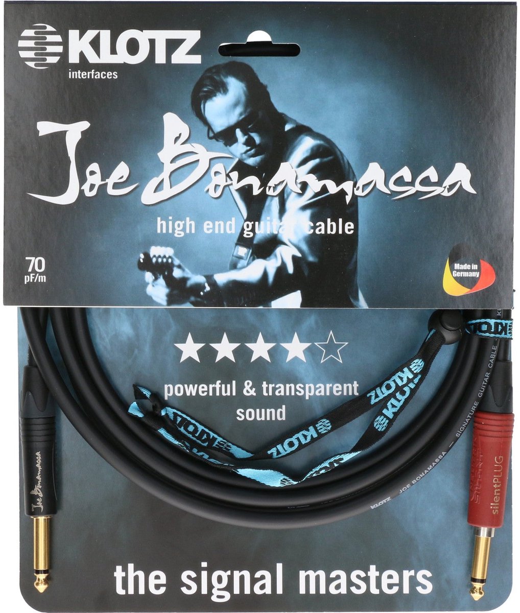 Klotz JBNPSP045 Joe Bonamassa gitaarkabel met SilentPlug 4.5 meter recht - recht