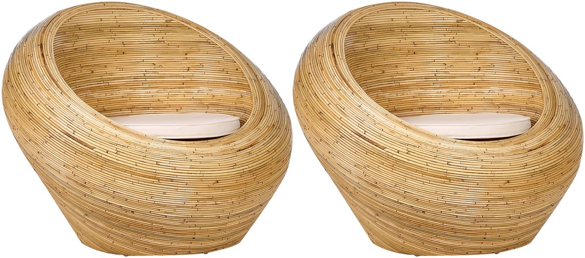 MAIORI - Tuinstoel set van 2 - Natuurlijk/Beige - Rotan